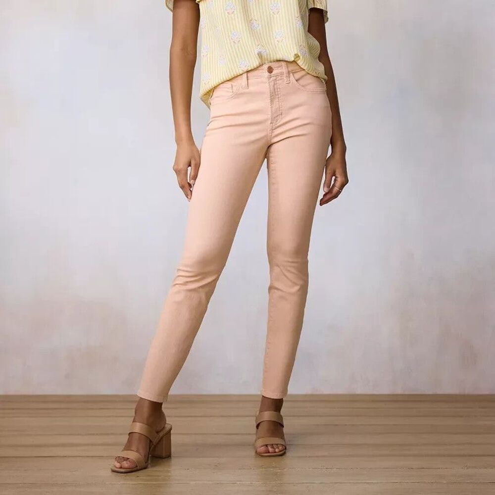 Lauren Conrad Skinny Ankle Jeans Womens 2 Dusty Pink Stretch NEW